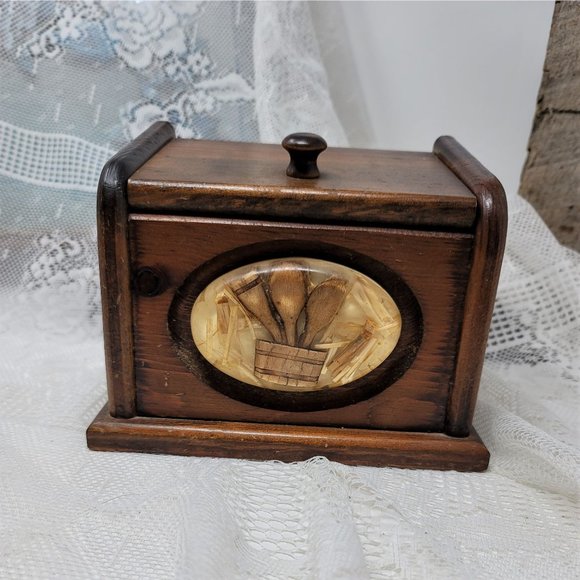 Vintage Wood Trinket Box Recipe Holder - Picture 5 of 11